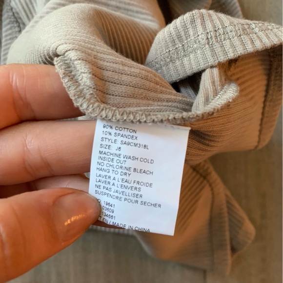 NWT NYC Factory ribbed drawstring asymmetrical midi skirt stone beige size 6 - Picture 6 of 7